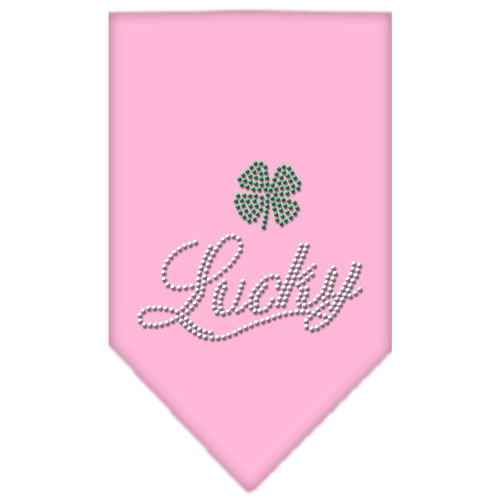 Lucky Script Rhinestone Bandana Light Pink Large